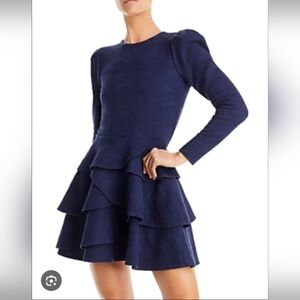 AQUA WOMEN'S NAVY FIT AND FLARE TEXTURED MINI DRESS SIZE SMALL NWT